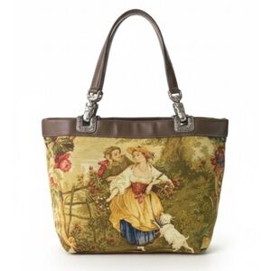 Brighton JODIE Reversible Handbag Tote Courting Toile/Tapestry & Leather